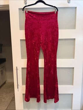 Source Unknown Red Velvet Flare Pants